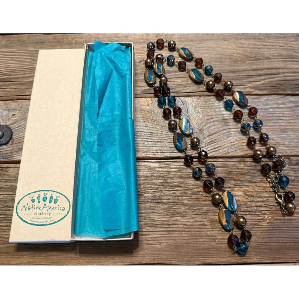 Native America Gallery Southwestern Necklace Jewelry Beaded Brown Turquoise